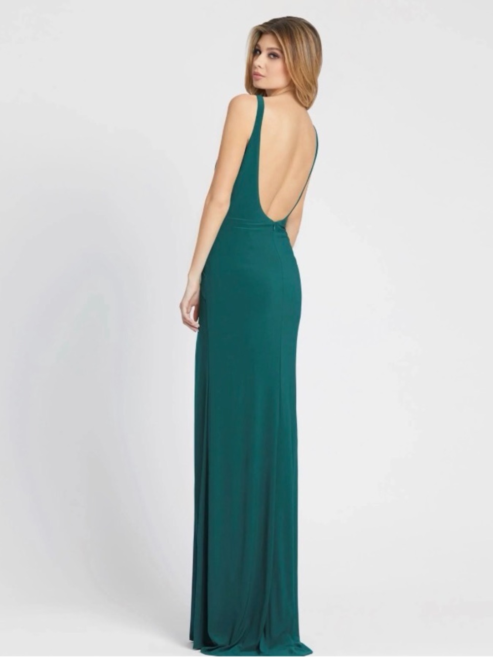 IEENA FOR MAC DUGGAL 26434 NWT
Green Sleeveless Ruched Side Knot Jersey Gown - Picture 2 of 3